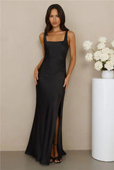 The Evelina Satin Maxi Dress Black